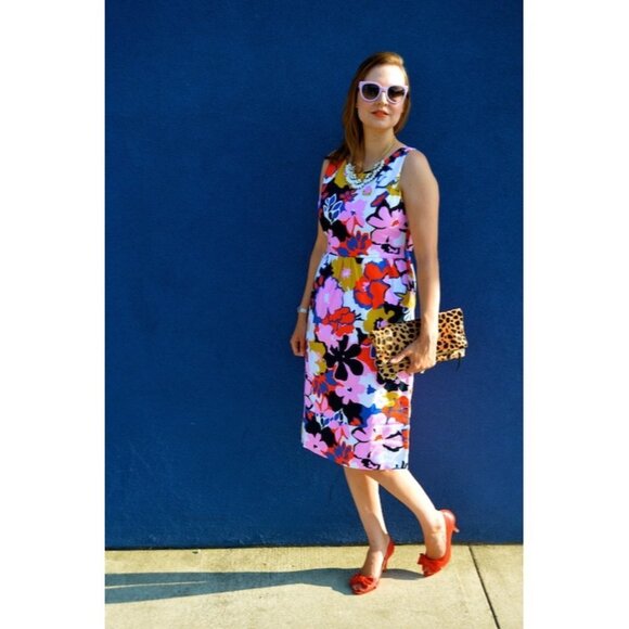Anthropologie Whit Two Petal Print Dress with pockets and back opening Sz 6 - Picture 5 of 10